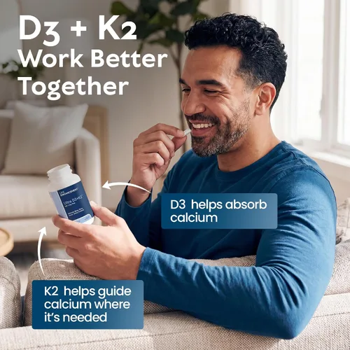 Vista 7 de Life Enhancement Vitamina D3 K2 2000iu apoya la salud muscular y cerebral - Suplemento D3 K2 ayuda en el apoyo inmunológico y cardiovascular