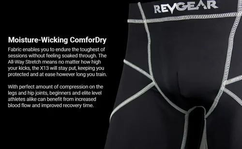 Vista 7 de Revgear X13 Compression Short & Cup Great Protection for All Martial Arts Invisible Inner Cup Pocket Design (Unisex Size)