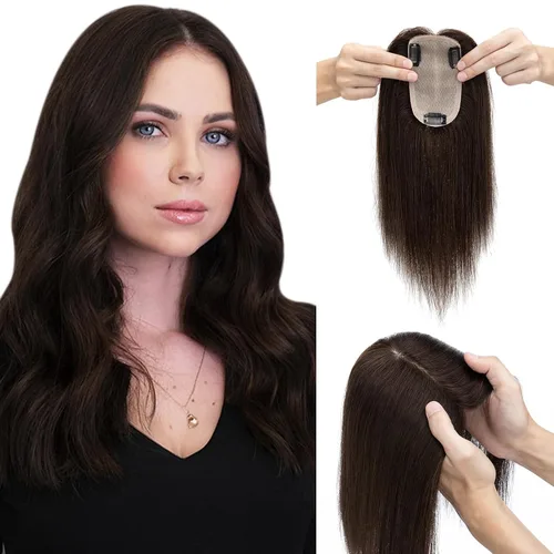 Vista 10 de Elailite Toppers para el cabello para mujer, cabello humano real, separación libre para adelgazar el cabello, piezas de cabello para pérdida