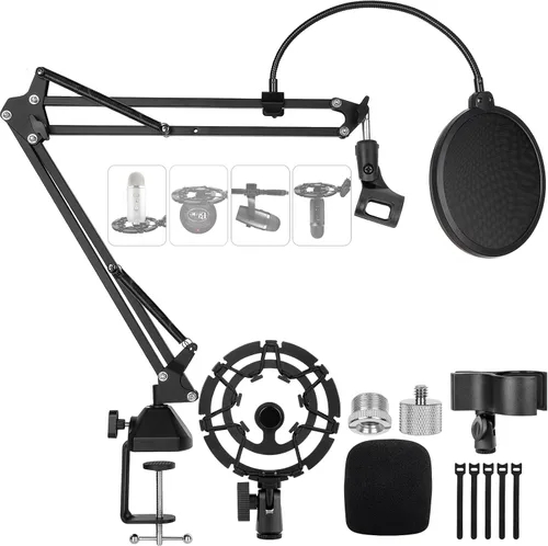 Vista 8 de Soporte de micrófono para Blue Yeti Soporte de escritorio con brazo de micrófono mejorado para Hyperx Quadcast Blue Yeti Pro X Snowball con soporte