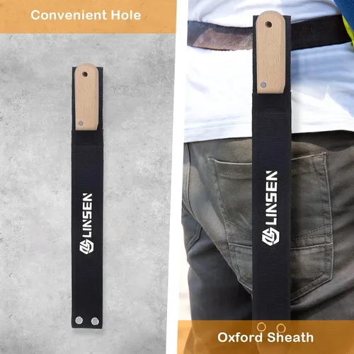 Vista 3 de Cuchillo de jardín de acero inoxidable con mango de madera, cortador de césped de doble cara para reparación de césped, cuchillo de jardín con funda