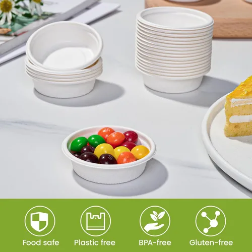 Vista 7 de ECOLipak - Vasos compostables para condimentos de 1 oz, paquete de 1000 tazas de porción de bagazo Biodegradable, adecuado para muestras