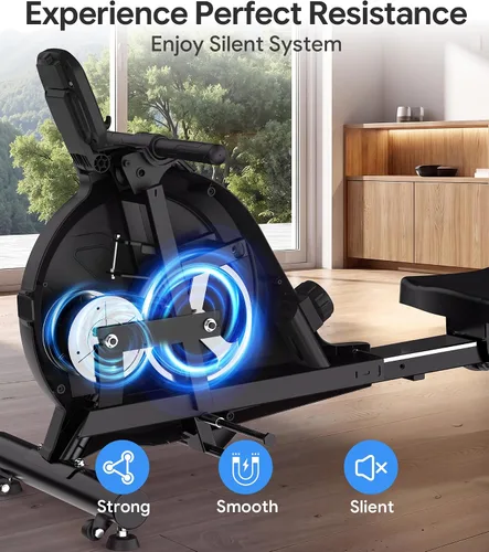 Vista 5 de Wenoker Rowing Machine for Home, Magnetic Rower Machine, 350 LB Weight Capacity, 16-Level Silent Resistance Row Machine for Gym Exercise