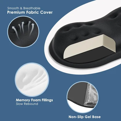 Vista 5 de VANKEY Reposamuñecas para ratón, almohadilla de escritorio para ratón, cómodo soporte de muñeca para ratón de computadora, reposamuñecas ergonómico