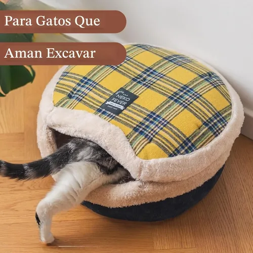 Vista 2 de Cueva de cama para gatos - Escondite cerrado con tapa desmontable