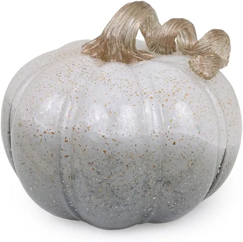 Vista 13 de Boston International Calabaza decorativa de vidrio de mesa, pequeña, moteada
