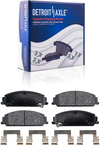 Vista 13 de Detroit Axle - Pastillas de freno para Ford F-150 99-03, 02 Lincoln Blackwood, Pastillas de freno de cerámica delanteras y traseras con repuesto