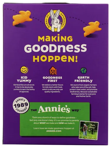 Vista 4 de Annie's Organic Cheddar Bunnies - Conejitos horneados de queso cheddar, Graham Snacks Fabricado con queso real, USDA orgánico y sin OMG, sin