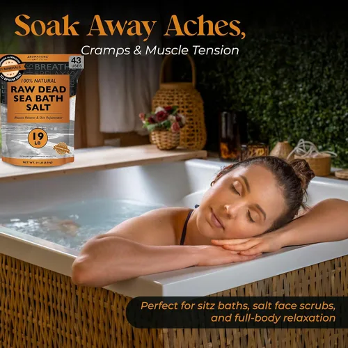 Vista 3 de Aromasong Sal de baño del mar muerto cruda, mínimamente limpia, contiene más minerales del mar muerto, incluyendo barro del mar muerto, sales 100%