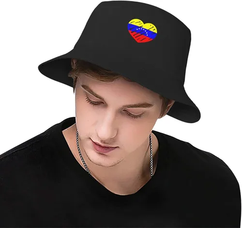 Vista 6 de Unisex Bucket Hats for Love-Venezuela-Flag-Heart Sun Beach Hat Wide Brim Summer Fisherman's Caps UPF 50+ Black
