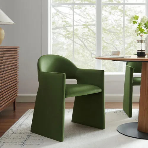 Vista 10 de Modway Talia Performance - Sillón de comedor de terciopelo en alabastro, moderna silla de comedor curvada con respaldo abierto, silla de barril