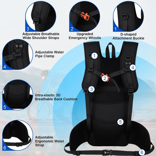 Vista 3 de Mochila de hidratación aislada con vejiga de agua de 3 litros, mochila de senderismo a prueba de fugas de 18 L, mochila de agua ligera para hombres