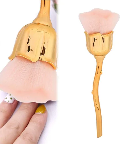 Vista 4 de Cepillos de arte de uñas, cepillo de arte de uñas Rose ShapeHandle, material de fibra, multifuncional, cómodo de usar, cepillo de limpieza de polvo