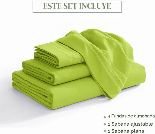 Vista 3 de Elegant Comfort Juego de sábanas de microfibra de alta calidad 1500 de lujo de 4 piezas, resistente a las arrugas, sábana bajera elástica en todo