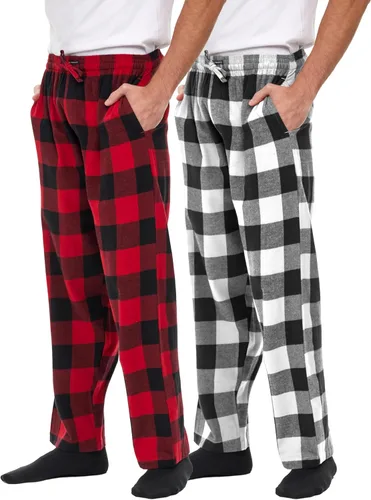 Vista 7 de Andrew Scott - Pantalones de pijama de franela 100 % algodón supersuaves para hombre, diseño a cuadros, paquete de 2