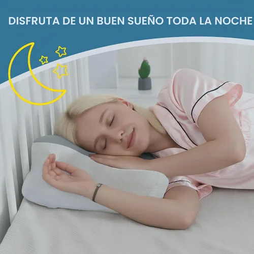Vista 6 de DWCN Almohada cervical para aliviar el dolor de cuello y hombros, gel refrescante, soporte de espuma viscoelástica para dormir de lado, espalda Gris
