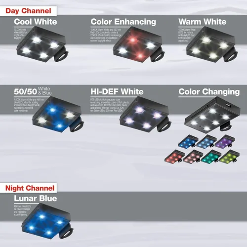 Vista 8 de Marineland Luz LED esencial totalmente ajustable para acuarios de 10 galones, iluminación personalizable
