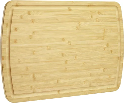 Vista 9 de Tabla de cortar de bambú extra grande de 30 pulgadas para cocina, tabla de cortar de madera con ranura para jugo, tabla de cortar reversible