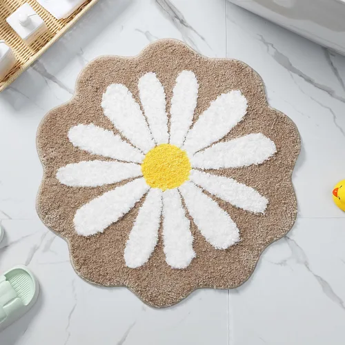Vista 9 de Bonita alfombra de baño, alfombra antideslizante de absorción de agua, suave, lavable a máquina, para dormitorio, cocina, baño, inodoro, 25.6 x 25.6