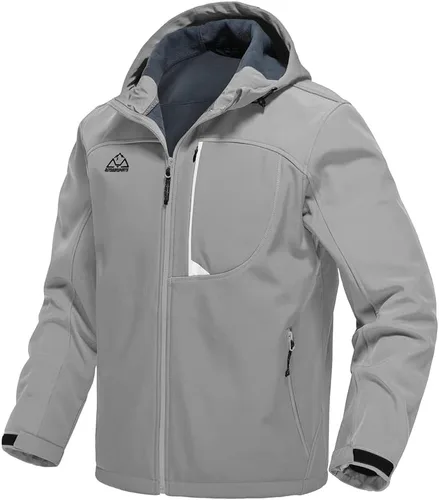 Vista 13 de Gopune Chaqueta Ligera de Carcasa Suave para Hombre con Forro Polar Impermeable con Capucha para Senderismo Chaqueta de Invierno