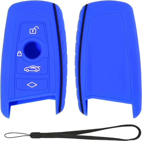 Vista 11 de Funda protectora de silicona compatible con BMW Trapezoid Style Key FOB – 3 botones y correa para la muñeca – Comprueba la configuración