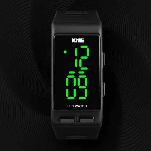 Vista 3 de Reloj digital deportivo rectangular negro para hombre, impermeable, pantalla LED, gran cara, militar, luminoso, cronómetro, alarma, militar, reloj