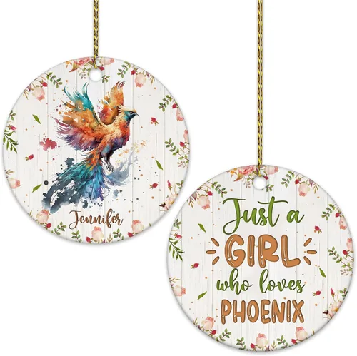 Vista 21 de Hyturtle Adorno de Navidad personalizado para amantes del panda rojo, adorno de cerámica con nombre personalizado de Just A Girl Who Loves Red