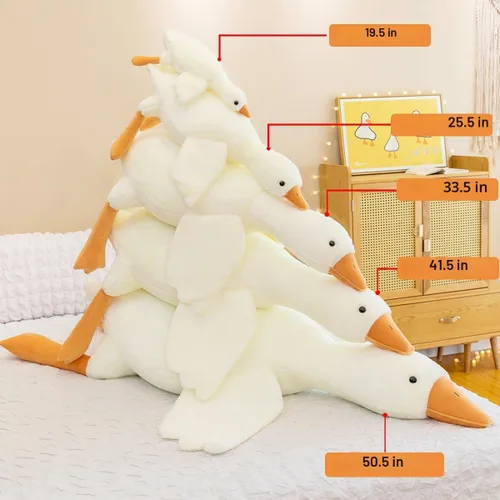 Vista 2 de Almohada de ganso de 19.5 pulgadas con animal de peluche de ganso blanco y cisne (blanco, 19.5")