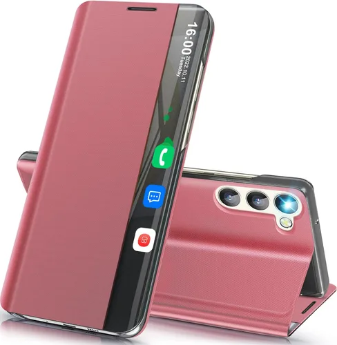 Vista 23 de Funda de teléfono para Samsung Galaxy A16 5G, Clear View Window Funda delgada de lujo para teléfono Galaxy A16 con soporte, funda protectora