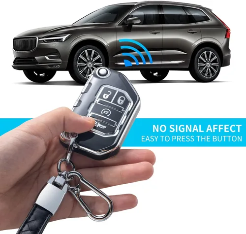 Vista 3 de Compatible con funda para llavero Jeep con cordón de cuero, funda de protección para llave de automóvil para Jeep 2020 2021 Gladiator JT Sahara JLU