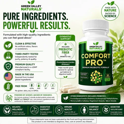 Vista 7 de ComfortPro™ Probióticos diarios para la salud digestiva Alivio del estreñimiento y apoyo de la hinchazón para mujeres y hombres Limpieza