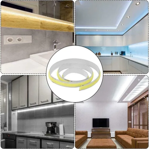 Vista 3 de Tira de luz LED flexible COB de 16.4FT/5M DC12V/24V 528leds/m Cinta flexible (12V, azul)
