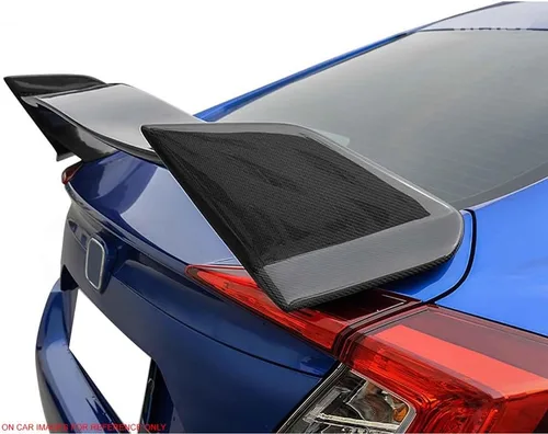 Vista 2 de IKON MOTORSPORTS, Alerón de maletero prepintado compatible con Honda Civic 4Dr Sedan 2016-2021, TR pintado #731513 Centro negro brillante y tapa