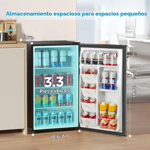 Vista 2 de Midea - Mini refrigerador de 3.3 pies cúbicos, certificado Energy Star, bajo ruido para oficina Termostato ajustable, puerta reversible, ideal