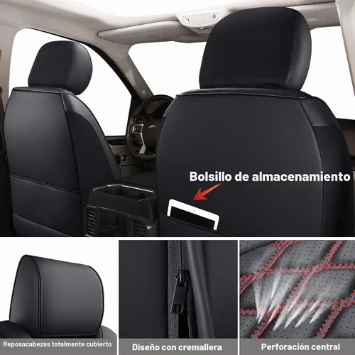 Vista 2 de Huidasource Tundra - Fundas de asiento de automóvil impermeables para la parte delantera y trasera, de cuero, protector de cojín de asiento Juego