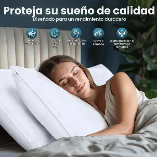 Vista 5 de Utopia Bedding - Juego de 2 protectores de almohada tamaño Queen, con cierre de cremallera, tela de microfibra cepillada suave, protectores de Blanco