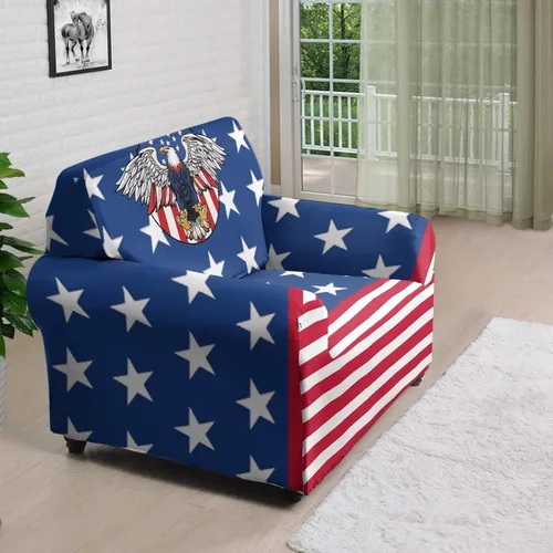 Vista 3 de AFPANQZ Fundas elásticas para sofá, fundas de sofá de águila con bandera estadounidense, fundas de sofá para sofá biplaza para sofás, protectores