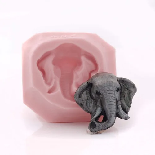 Vista 7 de Molde de silicona con cabeza de elefante, pasta de fondant, menta, arcilla de resina, tamaño perfecto para cupcakes, joyas de dulces