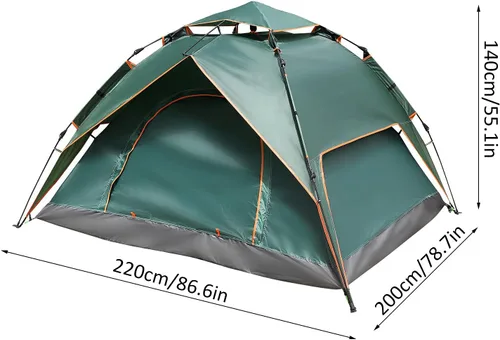 Vista 3 de Drfeify Pop Up Camping Tent for Outdoor Hiking 4 Person, Automatic Portable Tent for Backpack Traveling and Beach Party