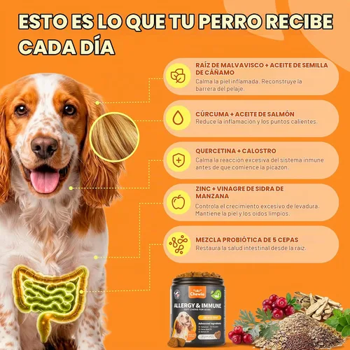 Vista 4 de Masticables para aliviar la alergia de perros para la picazón en la piel Masticables de apoyo para la alergia