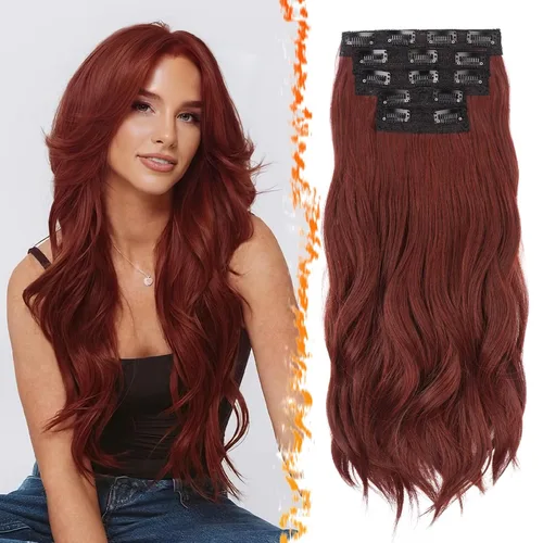 Vista 25 de BARSDAR Extensiones de cabello sintético de 20 pulgadas con clip negro