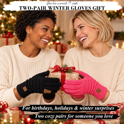Vista 6 de Funky Junque Guantes de invierno para mujer – Lindos guantes de punto con forro polar para pantalla táctil y mensajería para mujeres, accesorios