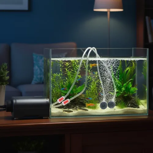 Vista 6 de FEDOUR Bomba de aire para acuario de 80 GPH, bomba de oxígeno ultra silenciosa para peces y tortugas de hasta 120 galones, potente burbujeador