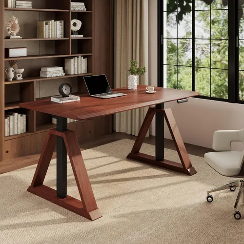 Vista 14 de FLEXISPOT Escritorio ejecutivo de pie en forma de L de 55 x 48 pulgadas con Cereza