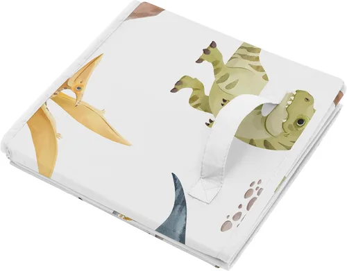 Vista 4 de Sweet Jojo Designs Juego de 2 cubos de almacenamiento plegables de tela (dinosaurio de acuarela de dinosaurio) para niños, bebés, niños, cajas
