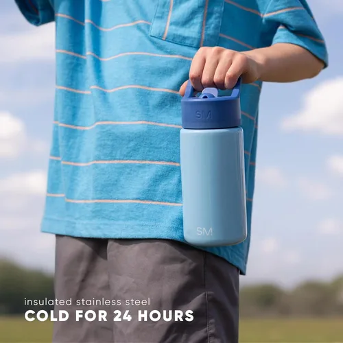 Vista 33 de Simple Modern DC Comics Batman - Botella de agua para niños con tapa con pajilla, vaso aislado de acero inoxidable de 14 onzas para niños, vaso a