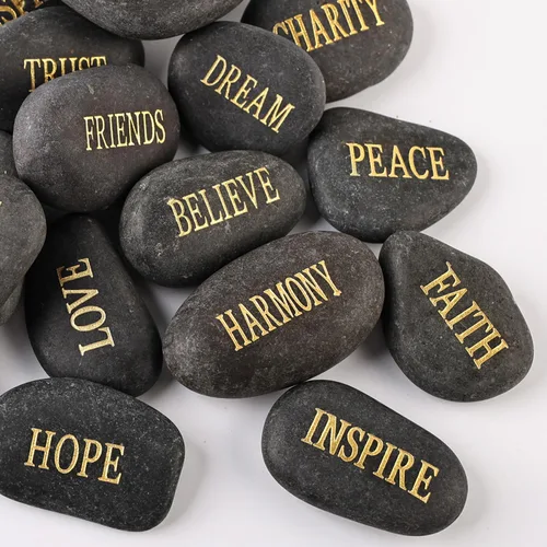 Vista 11 de 12 piedras para bricolaje grabadas inspiradoras piedras de jardín pulidas inspiradoras, estimulación natural, decoración curativa personalizada
