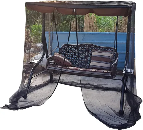 Vista 9 de Mosquitera para columpio con techo impermeable, cubierta rectangular de malla para toldo para patio al aire libre, porche, 2/3 plazas, protección