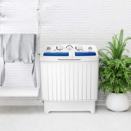 Vista 6 de RELAX4LIFE Lavadora y centrifugadora portátil de 20 libras de capacidad, temporizador, mini lavadora y secadora semiautomática para apartamento