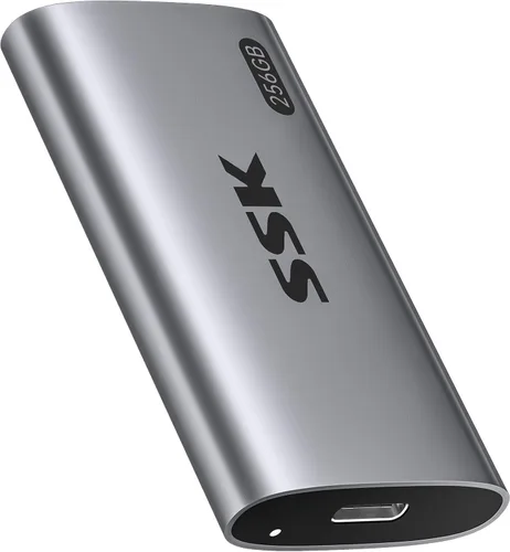 Vista 11 de SSK Disco duro externo SSD de 128 GB, SSD portátil de hasta 550 MB/s, unidades de estado sólido rápidas, unidad externa USB 3.2 Gen2 para iPhone